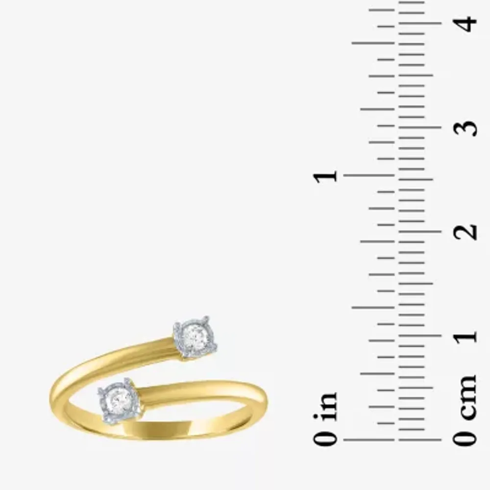 Diamond Addiction (G-H / Si2-I1) Womens 1/10 CT. T.W. Lab Grown White 10K Gold Round Delicate Bypass  Cocktail Ring
