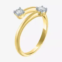 Diamond Addiction (G-H / Si2-I1) Womens 1/10 CT. T.W. Lab Grown White 10K Gold Round Delicate Bypass  Cocktail Ring