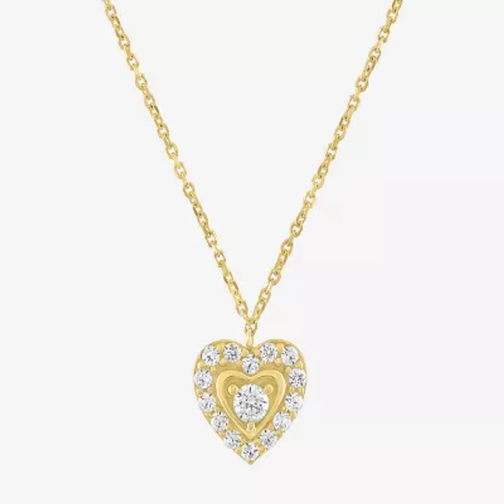 (G-H / Si2-I1) Womens 1/6 CT. T.W. Lab Grown White Diamond 10K Gold Heart Pendant Necklaces