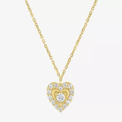 (G-H / Si2-I1) Womens 1/6 CT. T.W. Lab Grown White Diamond 10K Gold Heart Pendant Necklaces