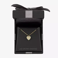 (G-H / Si2-I1) Womens 1/6 CT. T.W. Lab Grown White Diamond 10K Gold Heart Pendant Necklace