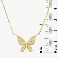 (G-H / Si2-I1) Womens 1/6 CT. T.W. Lab Grown White Diamond 10K Gold Butterfly Pendant Necklace