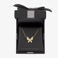 G-H / Si2-I1) Womens 1/ CT. T.W. Lab Grown White Diamond 10K Gold Butterfly Pendant Necklace