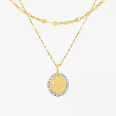 Limited Time Special! Womens 2-pc. Diamond Accent Genuine White Diamond 14K Gold Over Silver Heart Necklace Set