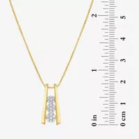 Diamond Blossom Linear (G-H / Si2-I1) Womens 1/10 CT. T.W. Lab Grown White Diamond 14K Gold Over Silver Pendant Necklace