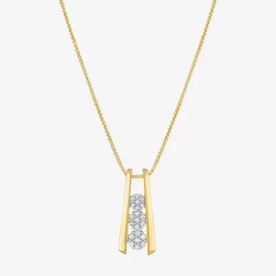 Diamond Blossom Linear (G-H / Si2-I1) Womens 1/10 CT. T.W. Lab Grown White Diamond 14K Gold Over Silver Pendant Necklaces