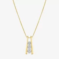 Diamond Blossom Linear (G-H / Si2-I1) Womens 1/10 CT. T.W. Lab Grown White Diamond 14K Gold Over Silver Pendant Necklace