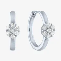 Diamond Blossom (G-H / Si2-I1) 1/4 CT. T.W. Lab Grown White Diamond Sterling Silver 15mm Hoop Earrings