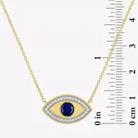 Diamond Addiction Womens 1/10 CT. T.W. Lab Created Blue Sapphire 14K Gold Over Silver Evil Eye Pendant Necklace