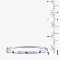 Diamond Addiction Diamond Accent Lab Created Green Emerald or Lab Created Sapphire Sterling  Silver Bangle Bracelet