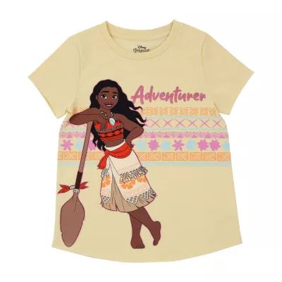 Disney Collection Little & Big Girls Crew Neck Short Sleeve Moana Graphic T-Shirt