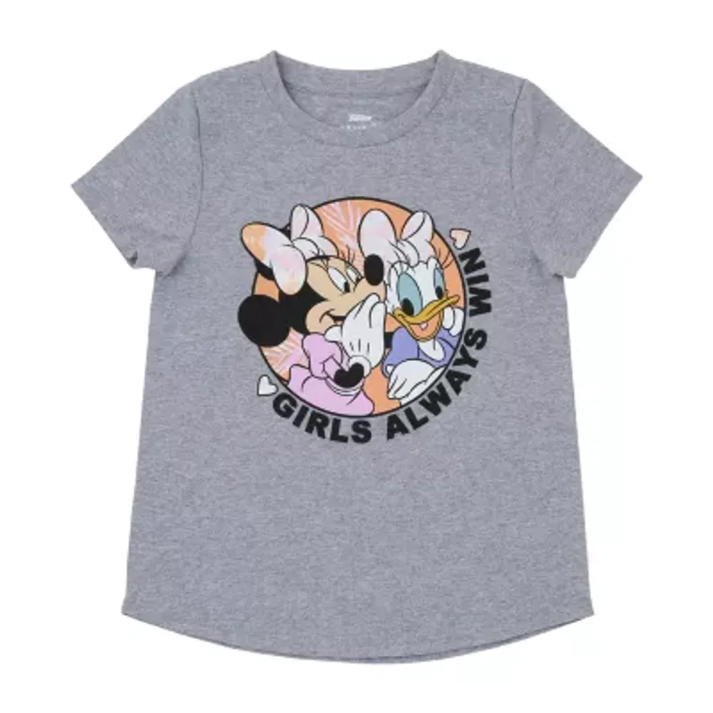 Disney Collection Little & Big Girls Crew Neck Short Sleeve Minnie Mouse Graphic T-Shirt