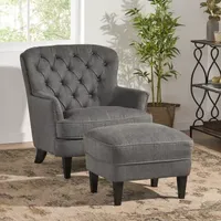 Tafton Tufted Chair + Ottoman Set