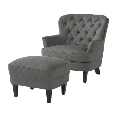 Tafton Tufted Chair + Ottoman Set