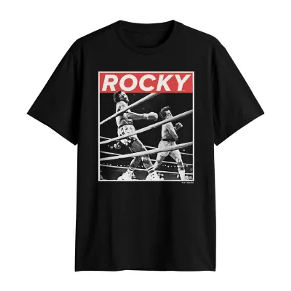 Big and Tall Mens Crew Neck Short Sleeve Regular Fit Rocky Graphic T-Shirt