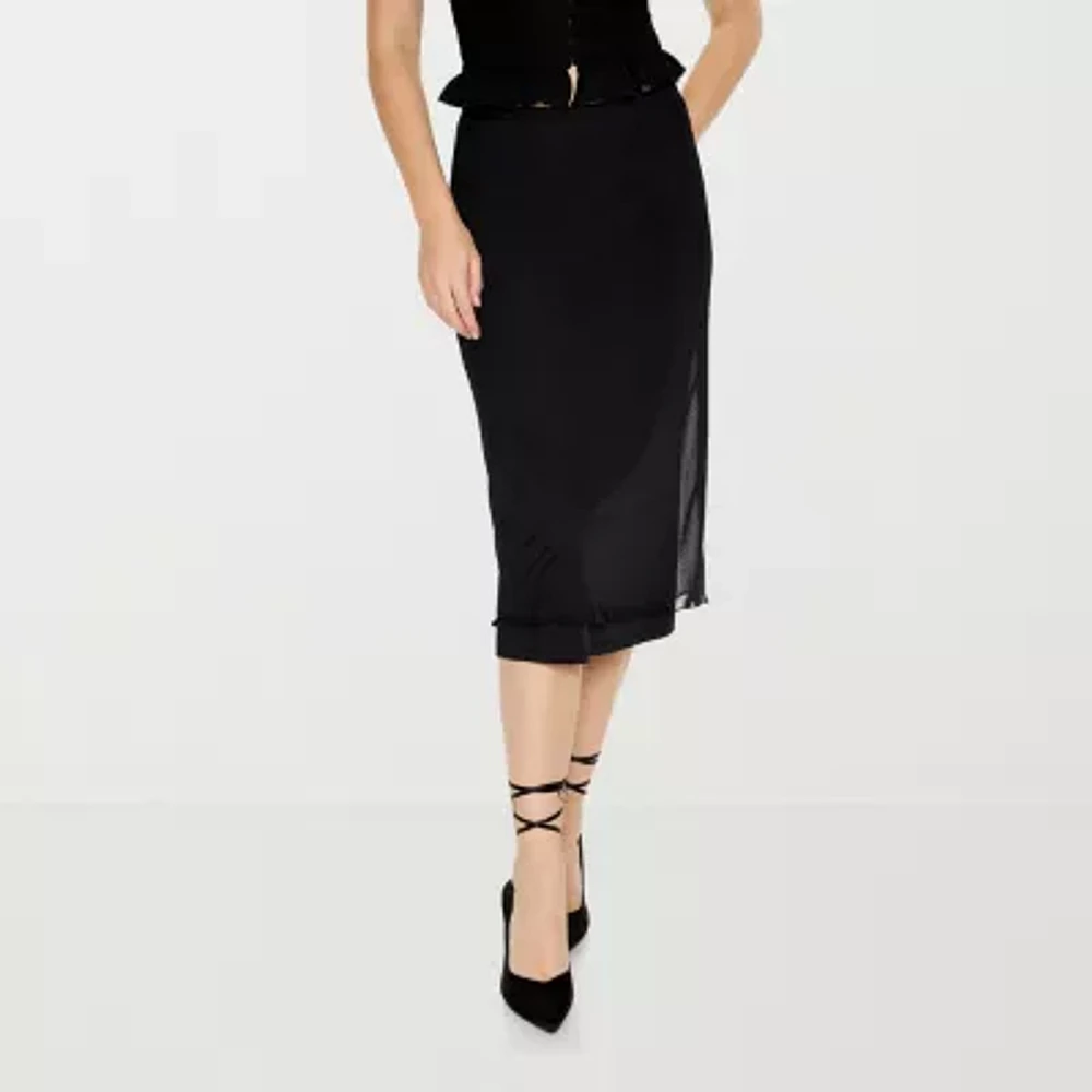 Forever 21 Mesh Womens Low Rise Midi A-Line Skirt-Juniors