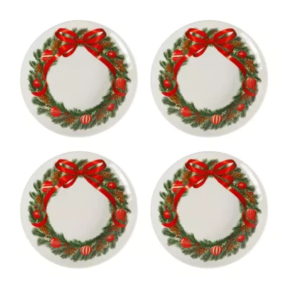 Martha Stewart Festive Bow 4-pc. Ceramic Dessert Plate