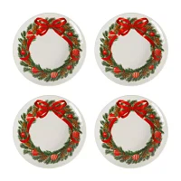 Martha Stewart Festive Bow 4-pc. Ceramic Dessert Plate