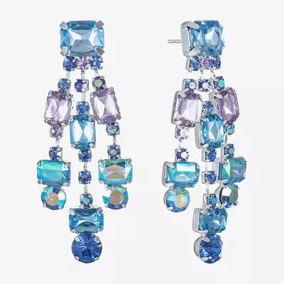 Bijoux Bar Silver Tone Blue Glass Drop Earrings