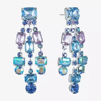 Bijoux Bar Silver Tone Blue Glass Drop Earrings