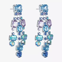 Bijoux Bar Silver Tone Blue Glass Drop Earrings