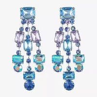 Bijoux Bar Silver Tone Blue Glass Drop Earrings