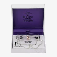 Disney Classics Sally & Jack Skellington Cubic Zirconia 18K Rose Gold Over Brass Pure Silver Over Brass 8 1/2 Inch Box Heart Nightmare Before Christmas Bolo Bracelet