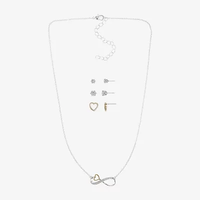 Sparkle Allure 4-pc. Cubic Zirconia 14K Gold Over Brass Pure Silver Over Brass Heart Infinity Jewelry Set