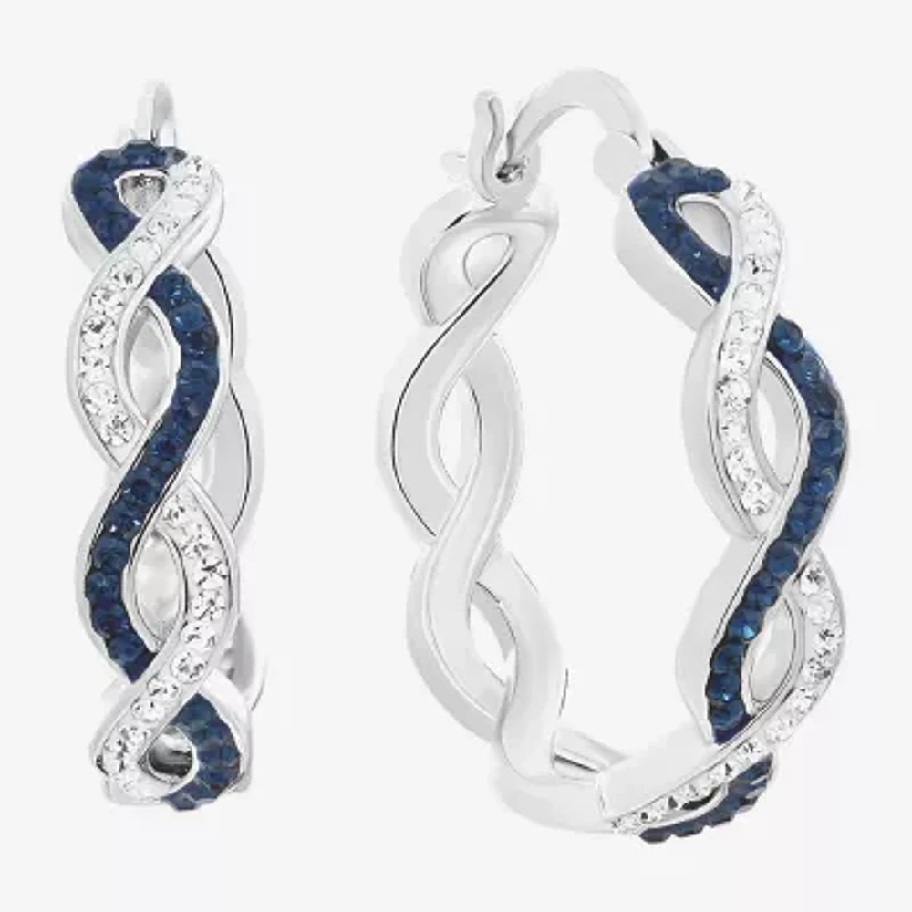 Sparkle Allure Crystal Pure Silver Over Brass Hoop Earrings