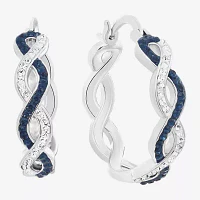 Sparkle Allure Crystal Pure Silver Over Brass Hoop Earrings