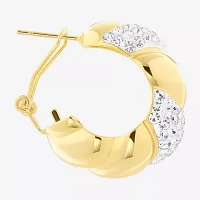 Sparkle Allure Crystal 14K Gold Over Brass Hoop Earrings