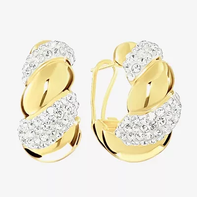 Sparkle Allure Crystal 14K Gold Over Brass Hoop Earrings