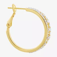 Sparkle Allure Crystal 14K Gold Over Brass Hoop Earrings