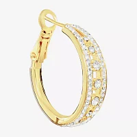 Sparkle Allure Crystal 14K Gold Over Brass Hoop Earrings