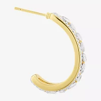 Sparkle Allure Crystal 14K Gold Over Brass Hoop Earrings