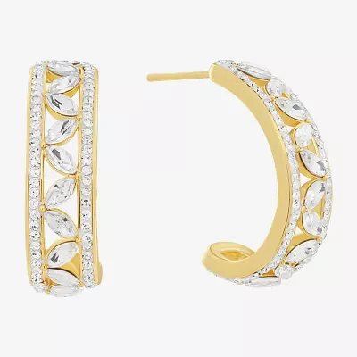 Sparkle Allure Crystal 14K Gold Over Brass Hoop Earrings