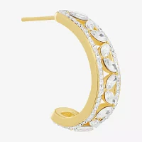 Sparkle Allure Crystal 14K Gold Over Brass Hoop Earrings