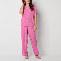 Liz Claiborne Womens Short Sleeve 2-pc. Pant Pajama Set