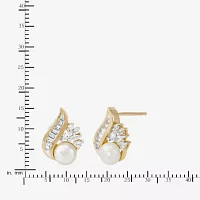 Cultured Freshwater Pearl Earrings 14K Over Sterling