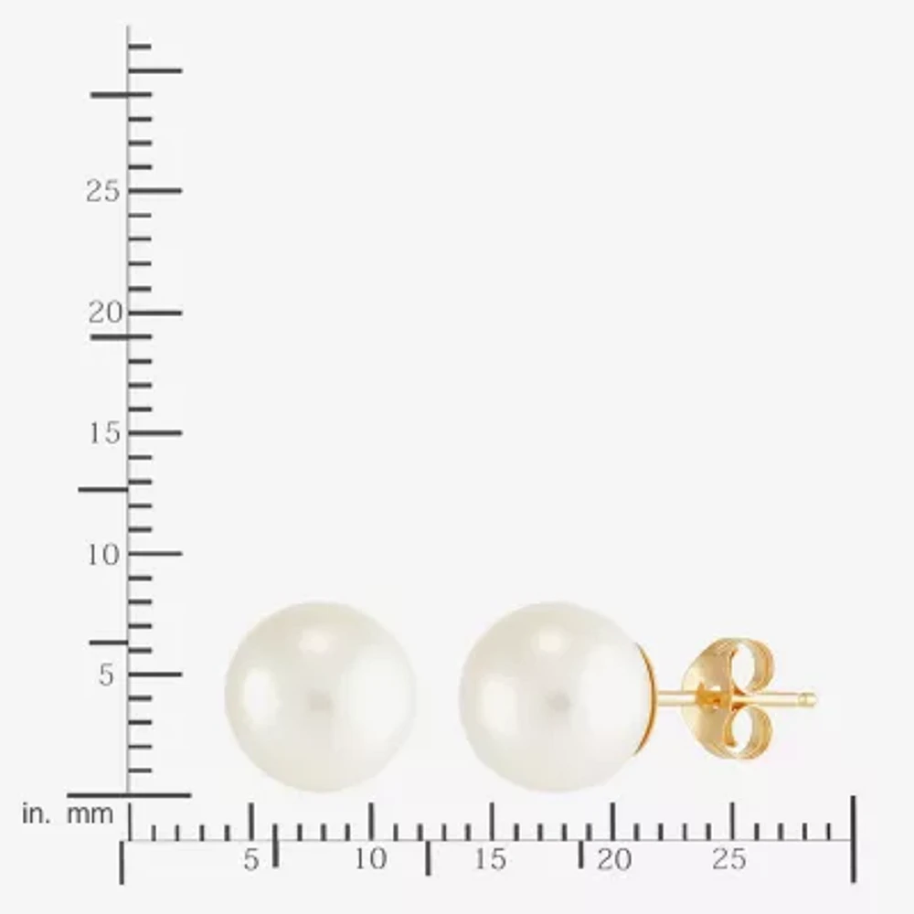 Certified Sofia™ 10K Gold 7-7.5mm Cultured Freshwater Pearl Stud Earrings