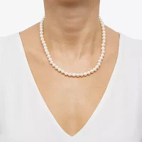 Womens White Cultured Freshwater Pearl 10K Gold Strand Necklace