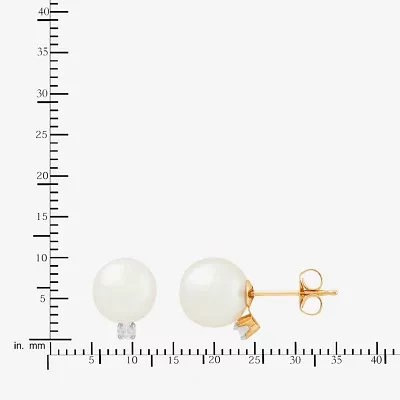 Sofia Sofia 1/10 CT. T.W. White Cultured Freshwater Pearl 14K Gold 10.2mm Stud Earrings