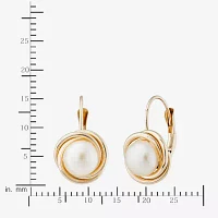 White Cultured Freshwater Pearl 10K Gold Drop Earrings