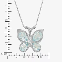 Aquamarine & Diamond-Accent Butterfly Pendant Necklace