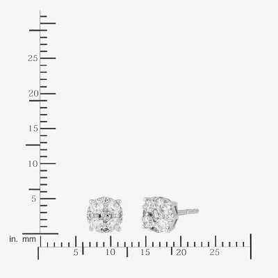 Diamond Blossom 1/2 CT. T.W. Natural White Diamond 10K White Gold 5.3mm Round Stud Earrings