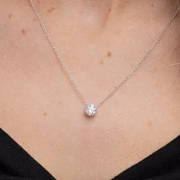 Floating Diamonds (F / Vs2) Womens 1 CT. T.W. Lab Grown White Diamond 14K White Gold Round Pendant Necklace