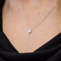 Floating Diamonds (F / Vs2) Womens 1 CT. T.W. Lab Grown White Diamond 14K White Gold Round Pendant Necklace