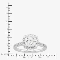 (H-I / Si1-Si2) Womens 2 CT. T.W. Lab Grown White Diamond 10K Gold Round Side Stone Halo Engagement Ring