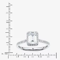 (H-I / Si1-Si2) Womens 1 1/4 CT. T.W. Lab Grown White Diamond 10K Gold Side Stone Halo Engagement Ring