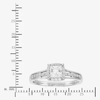 (H-I / Si1-Si2) Womens 3/4 CT. T.W. Lab Grown White Diamond 10K Gold Side Stone Halo Engagement Ring